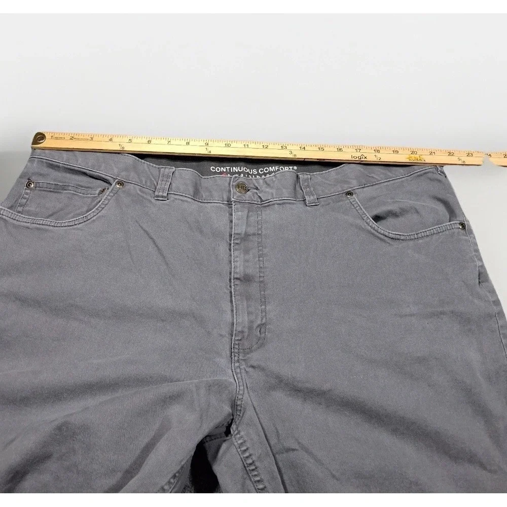 Harbor Bay DXL Mens 46x28 Grey Continuous Comfort Waistband Chino Pants Stretch‎